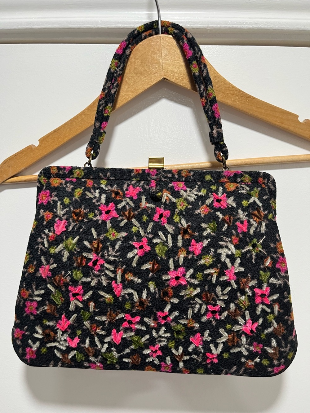 Vintage Soure Bag New York Floral Bag Purse Handle 1950’s-1960’s